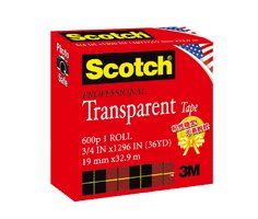 思高® 专业透明胶带 600P-H33,12.7 毫米 x 33 米