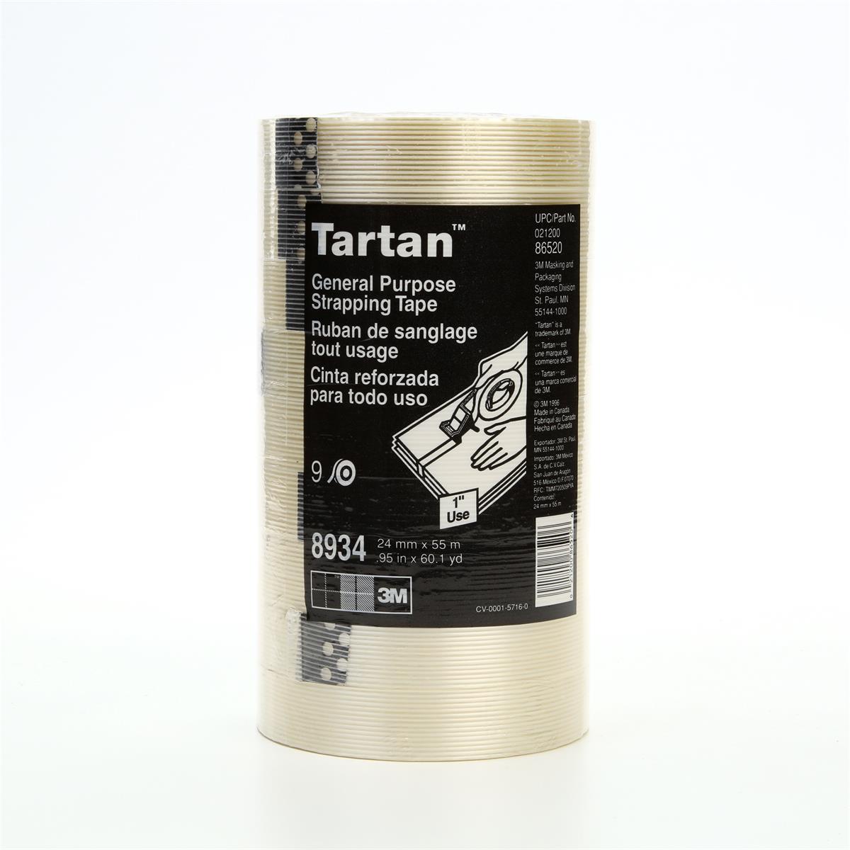 Tartan™ 纤维胶带 8934, 透明, 24 毫米 x 55 米, 4 密耳, 36 卷/箱