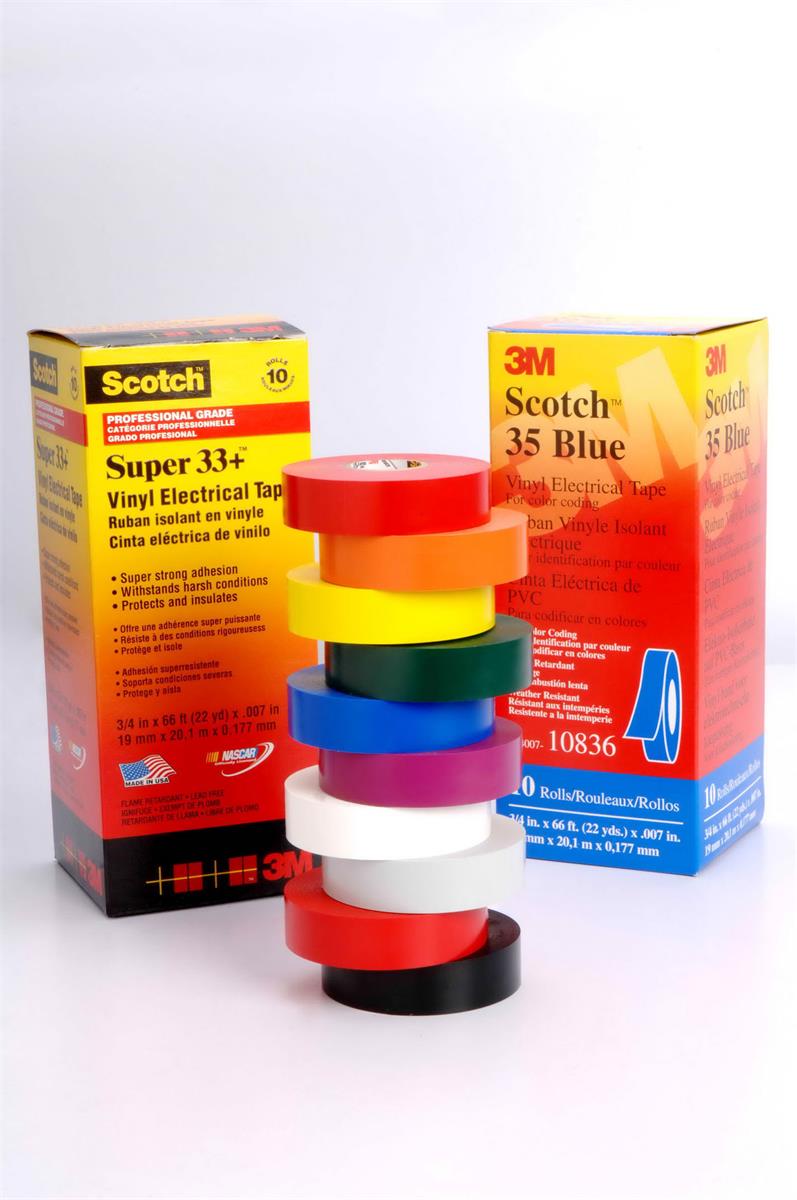 3M™ Scotch™ 相色PVC绝缘胶带 35, 白色, 3/4 英寸 x 66 英尺